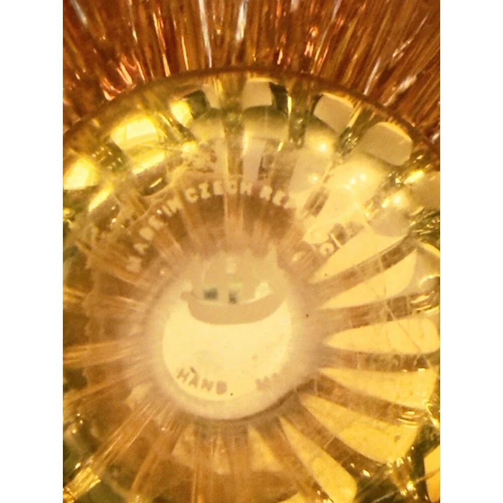 Stunning Bohemia Glass Czech Republic Amber 11.75" Vase - Picture 5 of 6